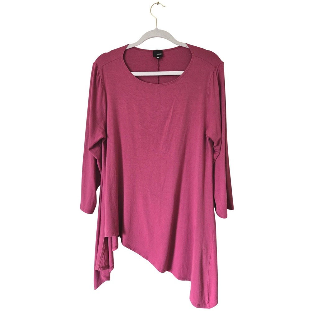 Lisa Bayne Womens Magenta Pink Asymmetrical Sharkbite‎ Hem Tunic Top Size M USA